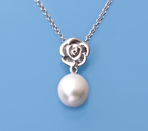 Sterling Silver Pendant with 8-8.5mm Drop Shape Freshwater Pearl