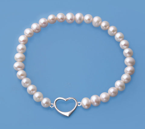 Sterling Silver Bracelet with 5.5-6mm Potato Shape Freshwater Pearl