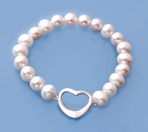 Sterling Silver Bracelet with 8-9mm Potato Shape Freshwater Pearl