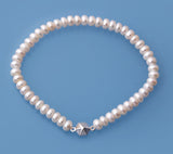 Sterling Silver Bracelet with 5-5.5mm Button Shape Freshwater Pearl - Wing Wo Hing Jewelry Group - Pearl Jewelry Manufacturer