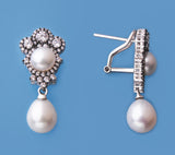 Sterling Silver Earrings with Freshwater Pearl and Cubic Zirconia - Wing Wo Hing Jewelry Group - Pearl Jewelry Manufacturer