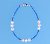 Sterling Silver Bracelet with 4.5-5.5mm Potato Shape Freshwater Pearl and Blue Agate - Wing Wo Hing Jewelry Group - Pearl Jewelry Manufacturer