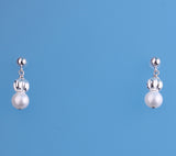 Sterling Silver Earrings with 6-7mm Potato Shape Freshwater Pearl - Wing Wo Hing Jewelry Group - Pearl Jewelry Manufacturer
