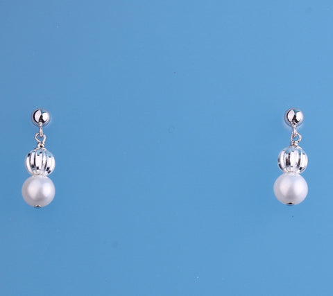 Sterling Silver Earrings with 6-7mm Potato Shape Freshwater Pearl