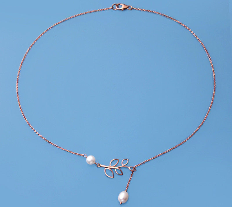 Rose Gold Plated Silver Pendant with Oval Shape and Full Shinny Freshwater Pearl - Wing Wo Hing Jewelry Group - Pearl Jewelry Manufacturer