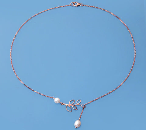 Rose Gold Plated Silver Pendant with Oval Shape and Full Shinny Freshwater Pearl