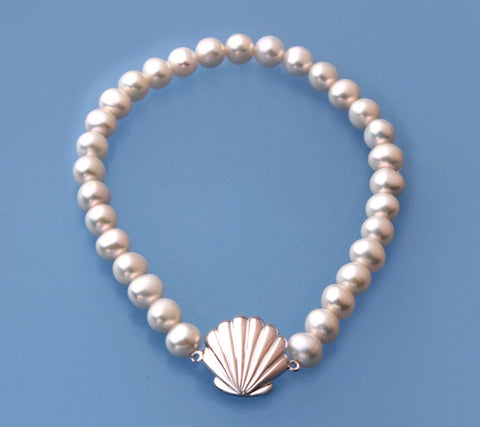 Sterling Silver Bracelet with 5.5-6mm Potato Shape Freshwater Pearl
