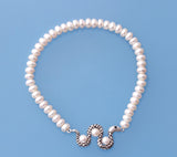 White and Black Plated Silver Bracelet with Round and Button Shape Freshwater Pearl - Wing Wo Hing Jewelry Group - Pearl Jewelry Manufacturer