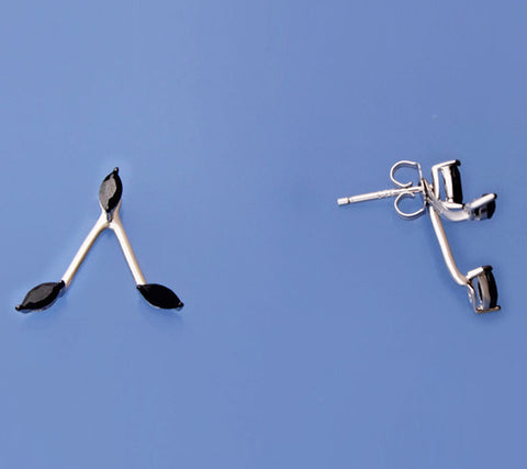 Sterling Silver Earring with Black Spinel