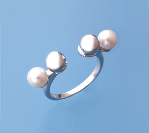 Sterling Silver Ring with 5.5-6mm Round Shape Freshwater Pearl