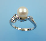 Sterling Silver Ring with 7-7.5mm Button Shape Freshwater Pearl - Wing Wo Hing Jewelry Group - Pearl Jewelry Manufacturer