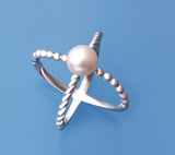 Sterling Silver Ring with 7.5-8mm Button Shape Freshwater Pearl - Wing Wo Hing Jewelry Group - Pearl Jewelry Manufacturer