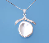 Sterling Silver Pendant with 14-15mm Keshi Freshwater Pearl and Cubic Zirconia - Wing Wo Hing Jewelry Group - Pearl Jewelry Manufacturer
