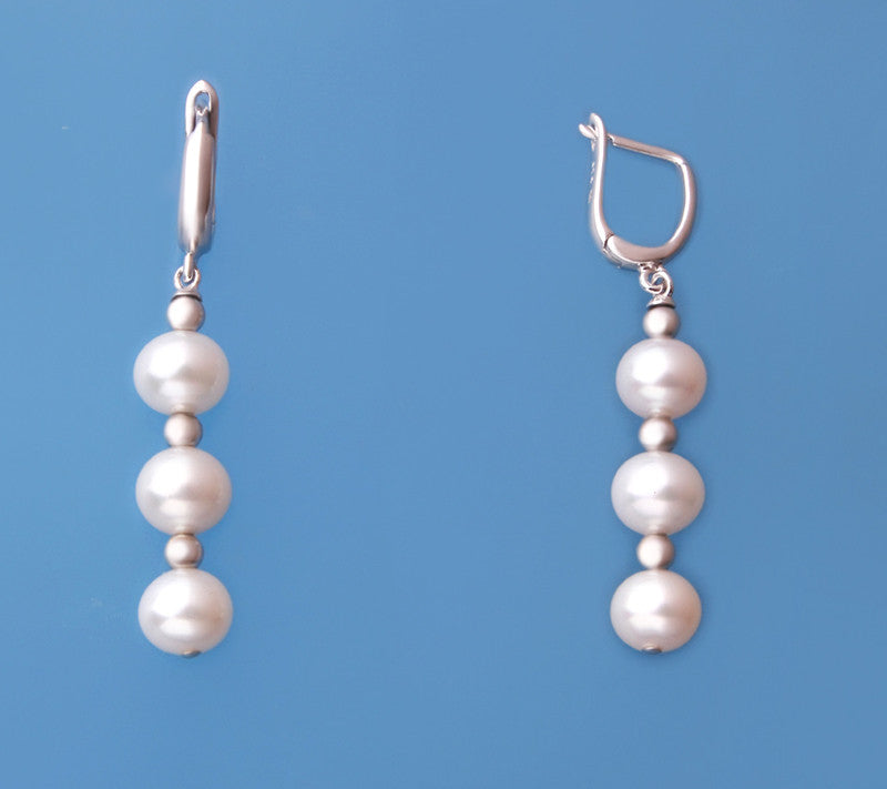 Sterling Silver Earrings with 6.5-7mm Potato Shape Freshwater Pearl - Wing Wo Hing Jewelry Group - Pearl Jewelry Manufacturer