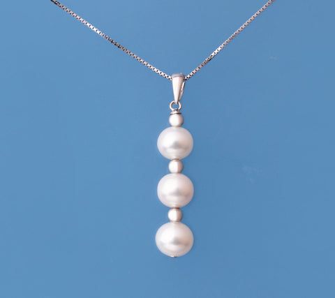 Sterling Silver Pendant with 6.5-7mm Potato Shape Freshwater Pearl