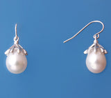 Sterling Silver Earrings with 9-9.5mm Drop Shape Freshwater Pearl - Wing Wo Hing Jewelry Group - Pearl Jewelry Manufacturer