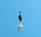 Sterling Silver Pendant with 14-15mm Keshi Shape Freshwater Pearl and Black Spinel - Wing Wo Hing Jewelry Group - Pearl Jewelry Manufacturer