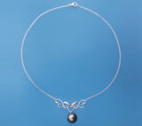 Sterling Silver Pendant with 12-13mm Drop Shape Tahitian Pearl and Cubic Zirconia - Wing Wo Hing Jewelry Group - Pearl Jewelry Manufacturer