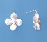 Sterling Silver Earrings with Button and Ringed Shape Freshwater Pearl - Wing Wo Hing Jewelry Group - Pearl Jewelry Manufacturer
