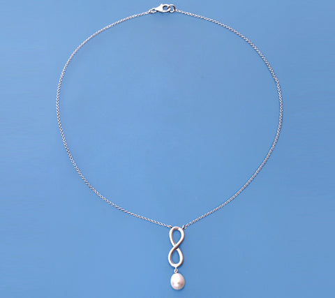 Sterling Silver Pendant with 7.5-8mm Drop Shape Freshwater Pearl