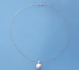 Sterling Silver Pendant with 8-8.5mm Button Shape Freshwater Pearl and Cubic Zirconia - Wing Wo Hing Jewelry Group - Pearl Jewelry Manufacturer