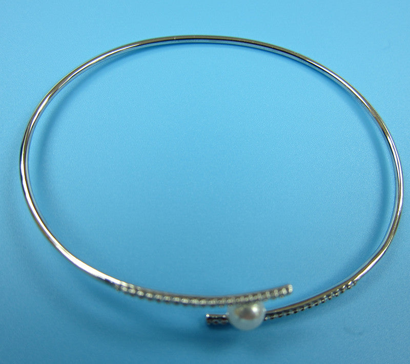 Sterling Silver Freshwater Pearl Bangle - Wing Wo Hing Jewelry Group - Pearl Jewelry Manufacturer