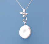 Sterling Silver Pendant with 15-16mm Baroque Shape Freshwater Pearl and Cubic Zirconia - Wing Wo Hing Jewelry Group - Pearl Jewelry Manufacturer