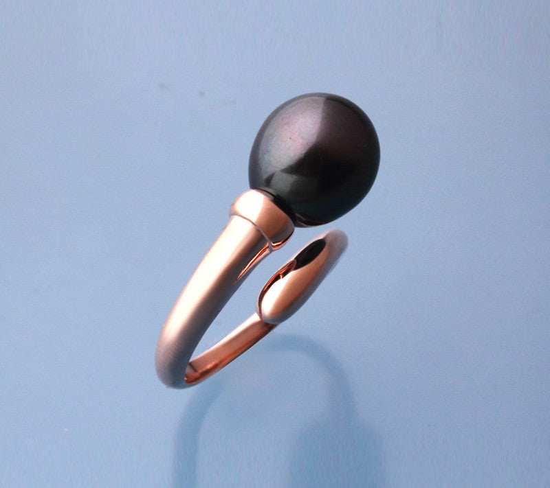 Rose Gold Plated Silver Ring with 11-11.5mm Drop Shape Tahitian Pearl - Wing Wo Hing Jewelry Group - Pearl Jewelry Manufacturer