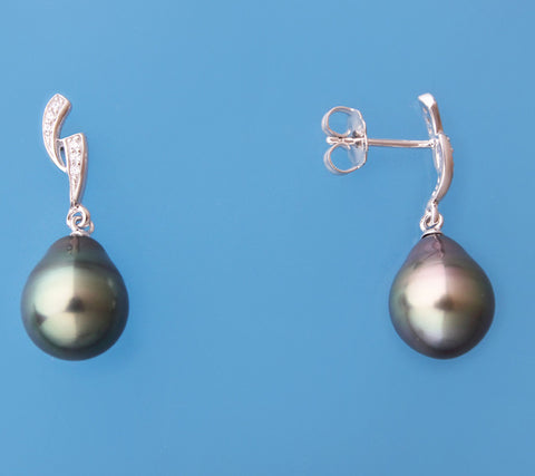 Sterling Silver Tahitian Pearl Earrings