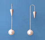 Sterling Silver Earrings with 9.5-10mm Button Shape Freshwater Pearl - Wing Wo Hing Jewelry Group - Pearl Jewelry Manufacturer