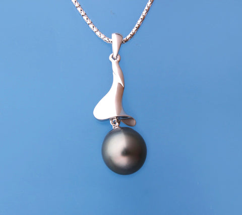 Sterling Silver Pendant with 10-11mm Tahitian Pearl