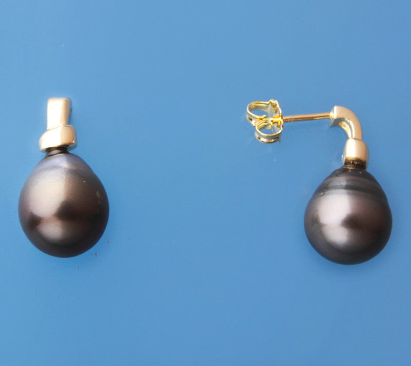 Sterling Silver Earrings with 11-12mm Tahitian Pearl - Wing Wo Hing Jewelry Group - Pearl Jewelry Manufacturer