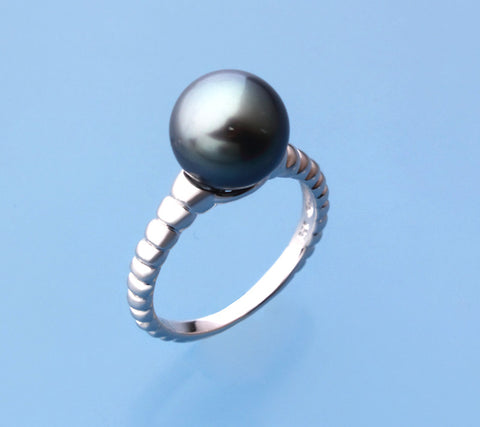 Sterling Silver Ring with 10-11mm Tahitian Pearl