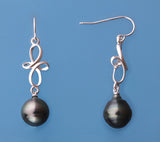Sterling Silver Earrings with 10-11mm Tahitian Pearl - Wing Wo Hing Jewelry Group - Pearl Jewelry Manufacturer