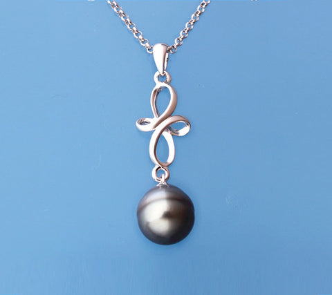 Sterling Silver with 10-11mm Tahitian Pearl Pendant