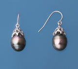Sterling Silver Earrings with 10-11mm Tahitian Pearl - Wing Wo Hing Jewelry Group - Pearl Jewelry Manufacturer