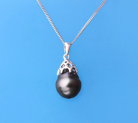 Sterling Silver Pendant with 10-11mm Tahitian Pearl