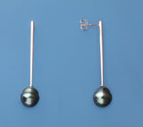 Sterling Silver with 10-11mm Tahitian Pearl Earrings - Wing Wo Hing Jewelry Group - Pearl Jewelry Manufacturer