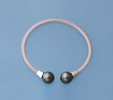 Sterling Silver Bangle with 11-12mm Oval Shape Tahitian Pearl - Wing Wo Hing Jewelry Group - Pearl Jewelry Manufacturer