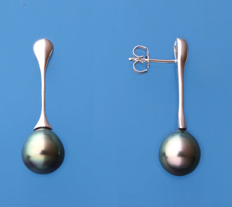 Sterling Silver with 9-10mm Tahitian Pearl Earrings