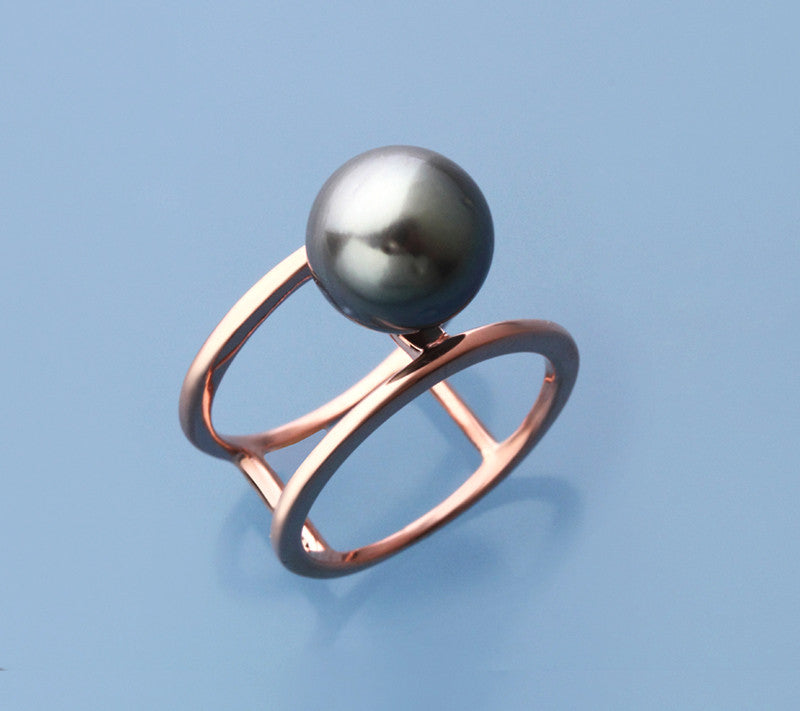 Rose Gold Plated Silver Ring with 10-11mm Tahitian Pearl - Wing Wo Hing Jewelry Group - Pearl Jewelry Manufacturer