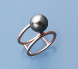 Rose Gold Plated Silver Ring with 10-11mm Tahitian Pearl - Wing Wo Hing Jewelry Group - Pearl Jewelry Manufacturer