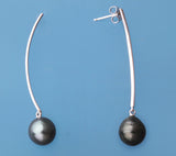 Sterling Silver Earrings with 10-11mm Tahitian Pearl - Wing Wo Hing Jewelry Group - Pearl Jewelry Manufacturer