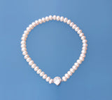 Sterling Silver Bracelet with 5-5.5mm Button Shape Freshwater Pearl and Cubic Zirconia - Wing Wo Hing Jewelry Group - Pearl Jewelry Manufacturer