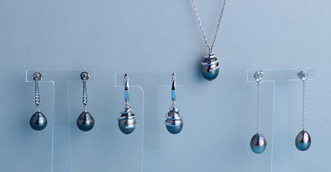 Sterling Silver Earrings with 10-11mm Tahitian Pearl and Cubic Zirconia
