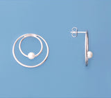Sterling Silver Earrings with 4.5-5mm Button Shape Freshwater Pearl - Wing Wo Hing Jewelry Group - Pearl Jewelry Manufacturer