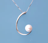 Sterling Silver with 8.5-9mm Button Shape Freshwater Pearl Pendant - Wing Wo Hing Jewelry Group - Pearl Jewelry Manufacturer