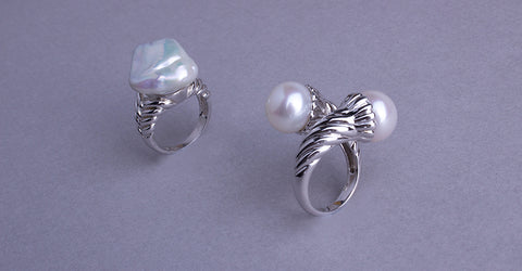 Sterling Silver Ring with 11.5-12mm Button Shape Freshwater Pearl