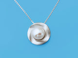 matt finish heavy silver freshwater pearl pendant