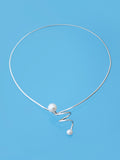 modern pearl silver choker 